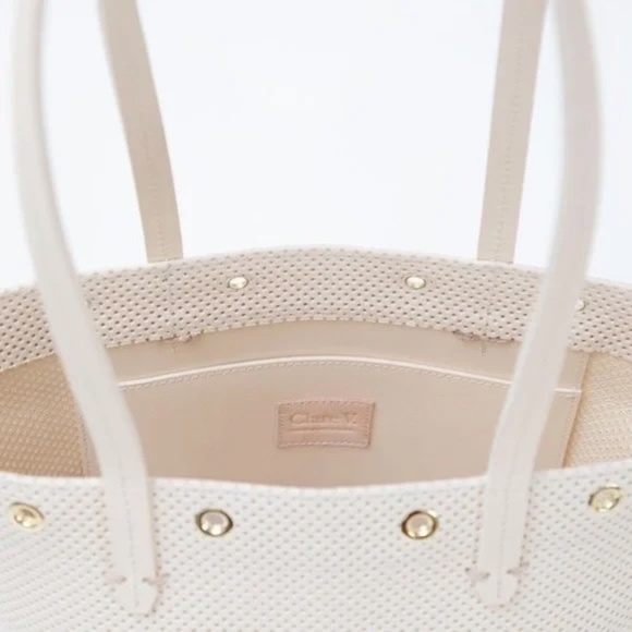 Clare V. Cream Perforated Leather Choupette Basket Tote Bag NEW NWT - Picture 6 of 7